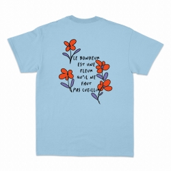 T-shirt Poesie Faubourg54 Homme fleur bleu ciel manches courtes
