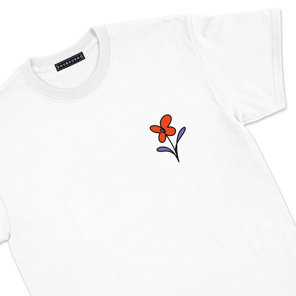 T-shirt Poesie Faubourg54 Homme fleur blanc manches courtes