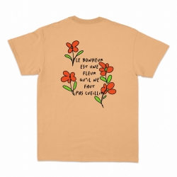 T-shirt Poesie Faubourg54 Homme fleur camel manches courtes