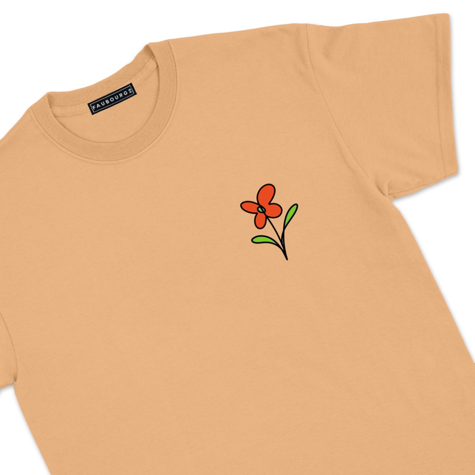 T-shirt Poesie Faubourg54 Homme fleur camel manches courtes