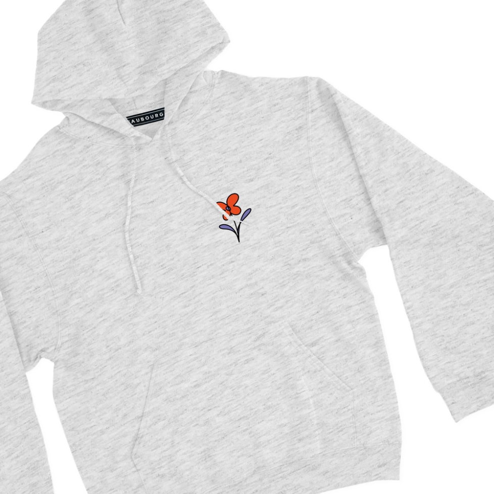 Sweat Capuche Poesie Faubourg54 Homme capuche fleur gris