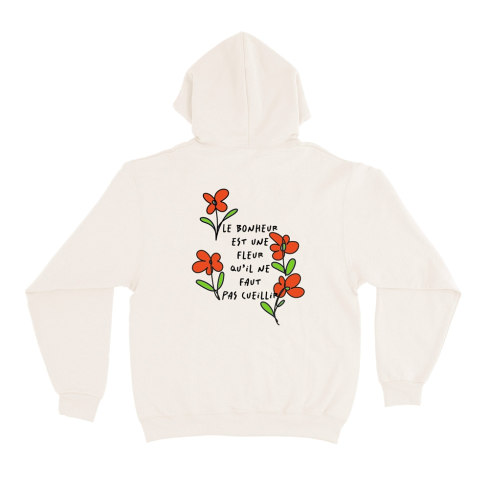 Sweat Capuche Poesie Faubourg54 Homme capuche fleur beige