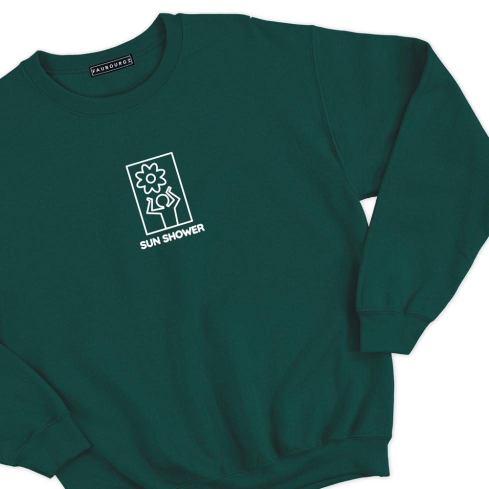 Sweat Sunshower Faubourg54 soleil bonhomme vert