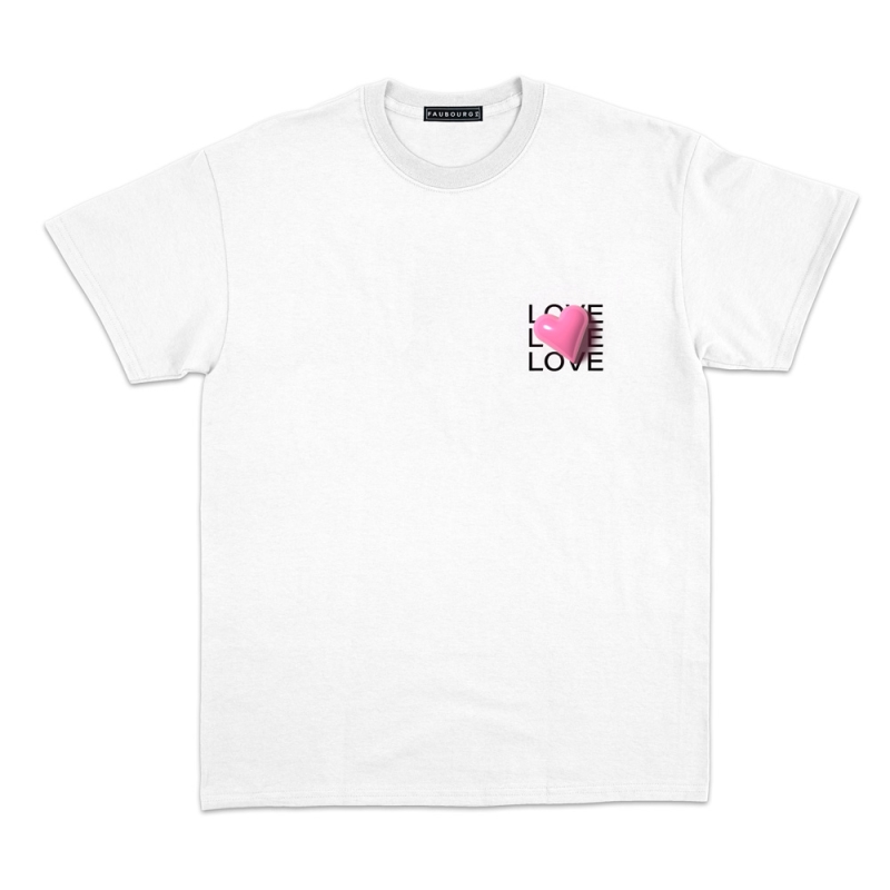 T-shirt Coeur 3D Faubourg54 Homme blanc