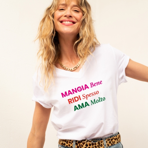 T-Shirt Col V Blanc Julia