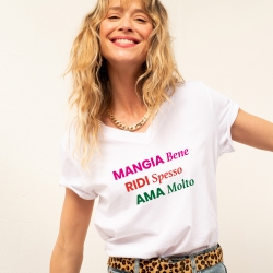 T-Shirt Col v Blanc Julia FEMME Faubourg54