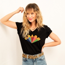 T-shirt Noir Col V Graou FEMME Faubourg54