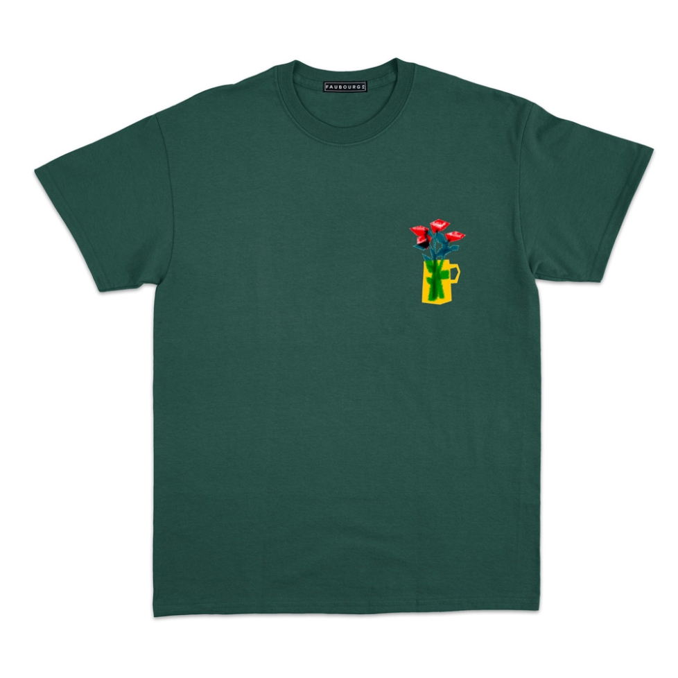 T-shirt Vaso di rose Faubourg54 Homme vert foret manches courtes