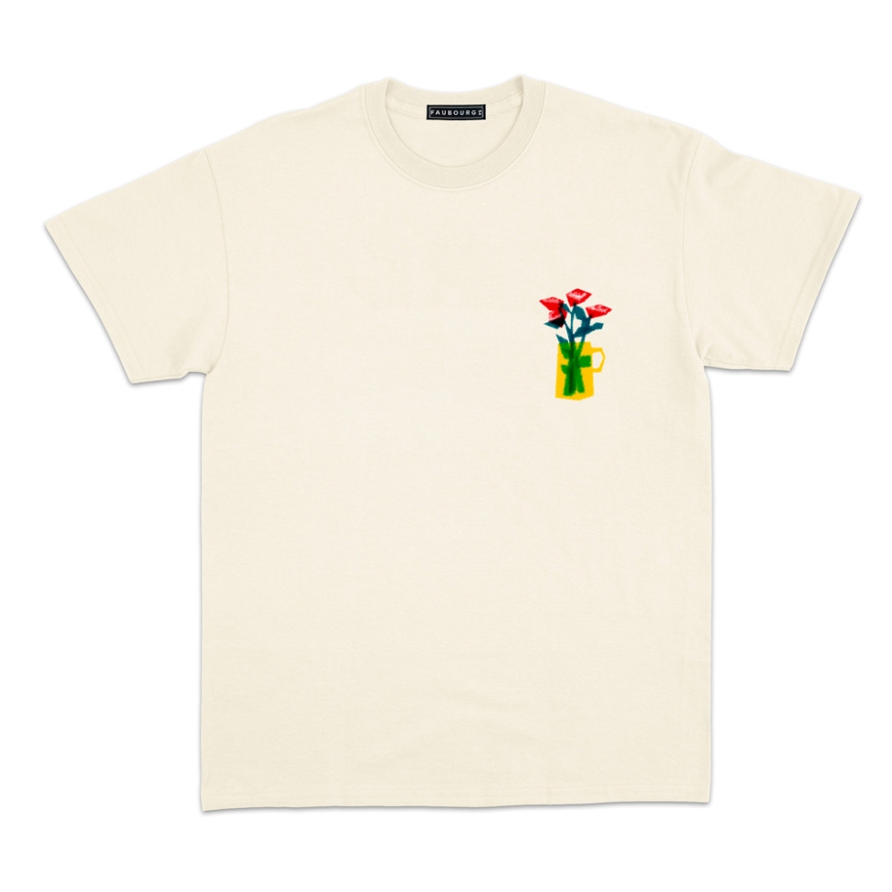 T-shirt Vaso di rose Faubourg54 Homme crème manches courtes