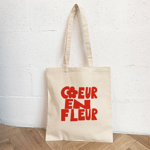Tote Bag Coeur en Fleur