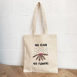 Tote Bag Crème No Rain No Flowers