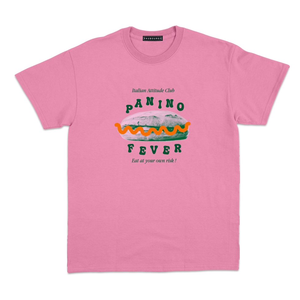 T-shirt Panino Fever Faubourg54 Homme rose manches courtes