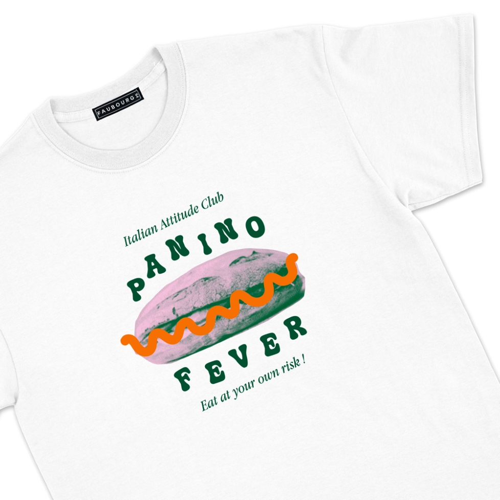 T-shirt Panino Fever Faubourg54 Homme blanc manches courtes