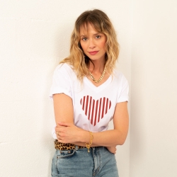 T-shirt Col V Blanc Lucio Femme Faubourg 54