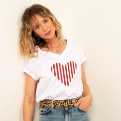 T-shirt Col V Blanc Lucio Femme Faubourg 54