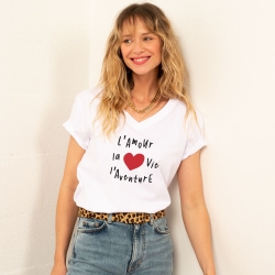 T-shirt Col V Blanc Vita Femme Faubourg 54