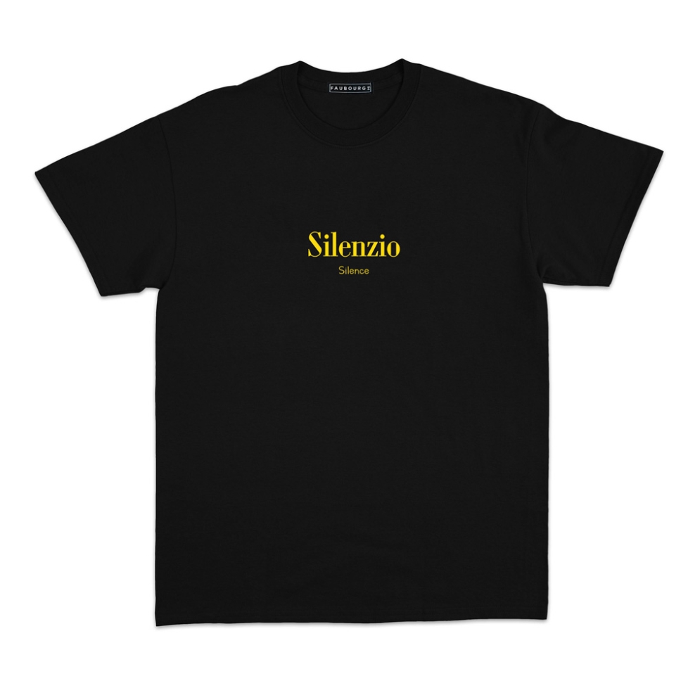 T-shirt  Silenzio noir Homme Faubourg54 manches courtes