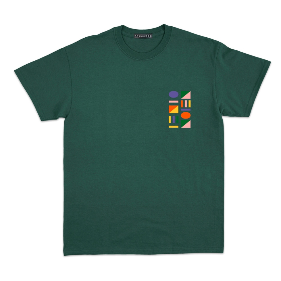 T-shirt vert forêt Villes Italiennes manches courtes Homme Faubourg54