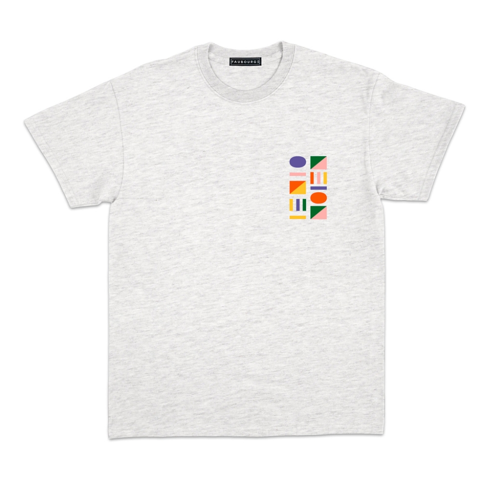 T-shirt gris clair Villes Italiennes manches courtes Homme Faubourg54