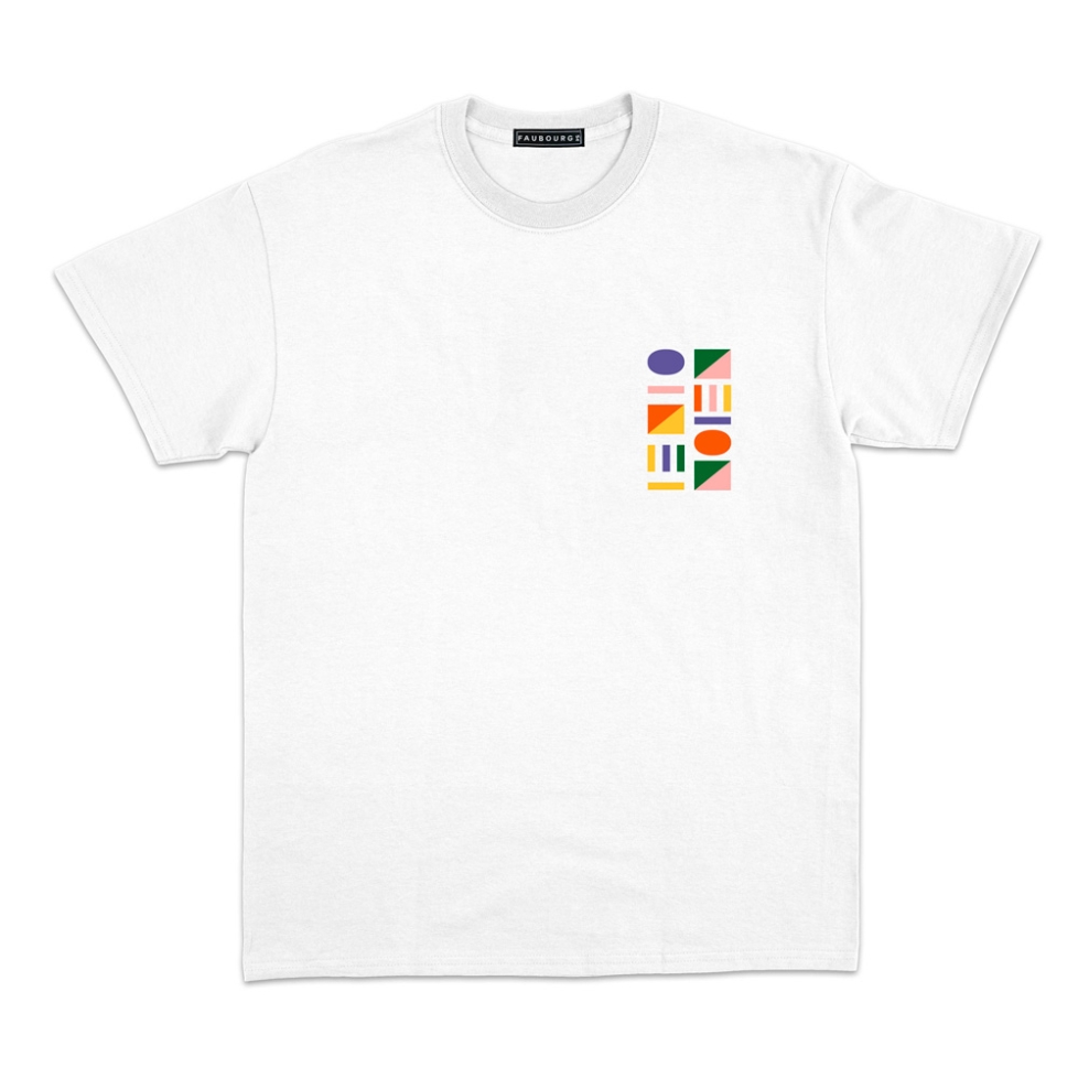 T-shirt blanc Villes Italiennes manches courtes Homme Faubourg54