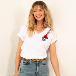 T-shirt Blanc Col V Nath Faubourg 54 FEMME