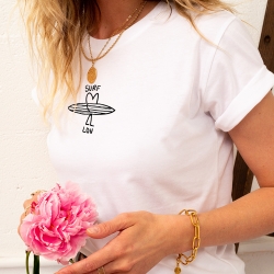 T-shirt Blanc Surf Lov Femme Faubourg54