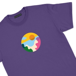T-shirt paesaggio della spiaggia violet Homme Faubourg54 manches courtes