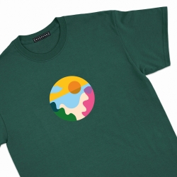 T-shirt paesaggio della spiaggia vert forêt Homme Faubourg54 manches courtes