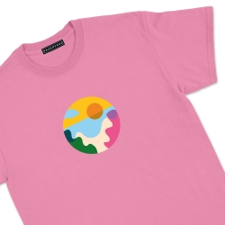 T-shirt paesaggio della spiaggia rose Homme Faubourg54 manches courtes