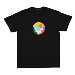 T-shirt paesaggio della spiaggia noir Homme Faubourg54 manches courtes