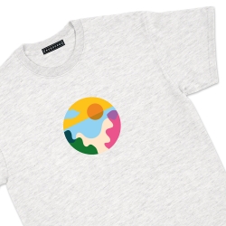 T-shirt paesaggio della spiaggia gris clair Homme Faubourg54 manches courtes