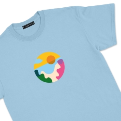 T-shirt paesaggio della spiaggia bleu ciel Homme Faubourg54 manches courtes