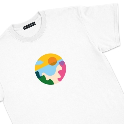 T-shirt paesaggio della spiaggia blanc Homme Faubourg54 manches courtes