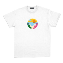 T-shirt paesaggio della spiaggia blanc Homme Faubourg54 manches courtes