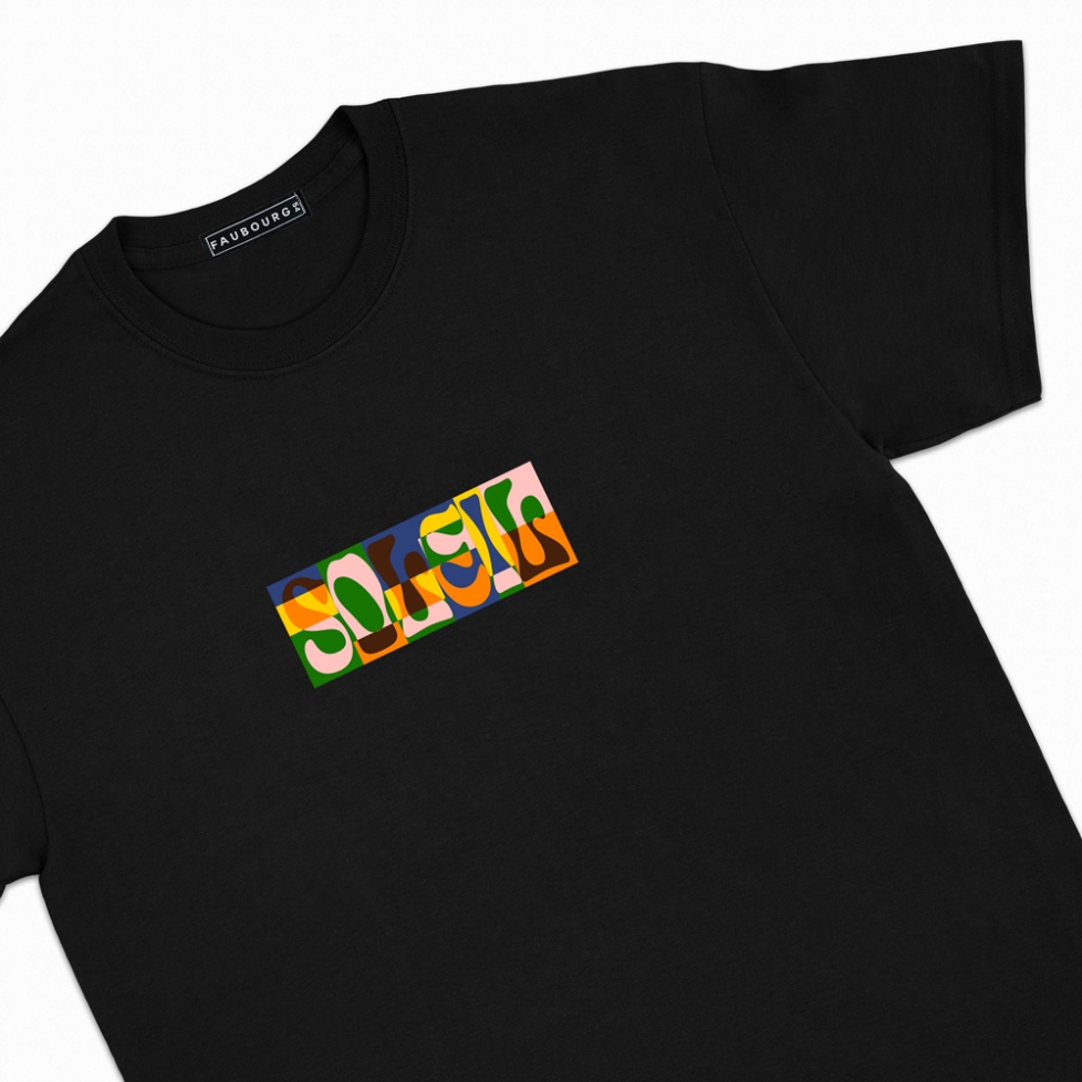 T-shirt Soleil noir Homme Faubourg54 manches courtes
