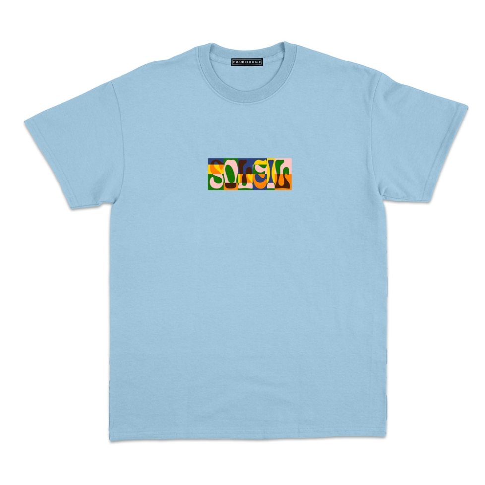 T-shirt Soleil bleu clair Homme Faubourg54 manches courtes