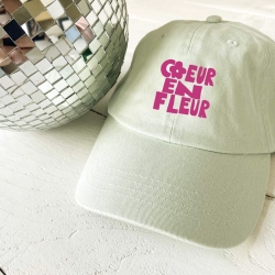 Casquette Vert Menthe Coeur en Fleur