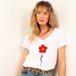 T-shirt Col V Blanc Bellezza