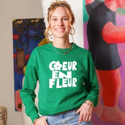 Sweat Vert Coeur en Fleur by LesFutiles