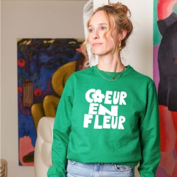Sweat Vert Coeur en Fleur by LesFutiles