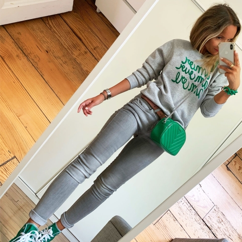 Sweat Gris Amor Amour Amore by Les Futiles collection FLEURILEGE