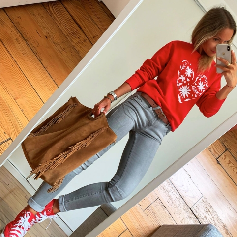 Sweat Rouge Cuore Fiorito by LesFutiles