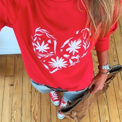 Sweat Rouge Cuore Fiorito by LesFutiles