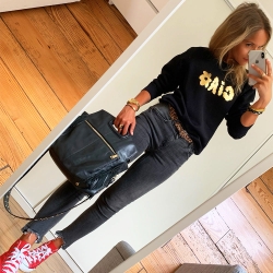 Sweat Noir Ciao Fiorito by LesFutiles