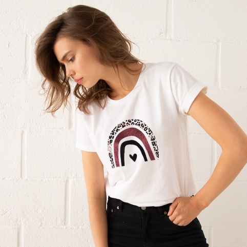 T-shirt Blanc Arcobaleno