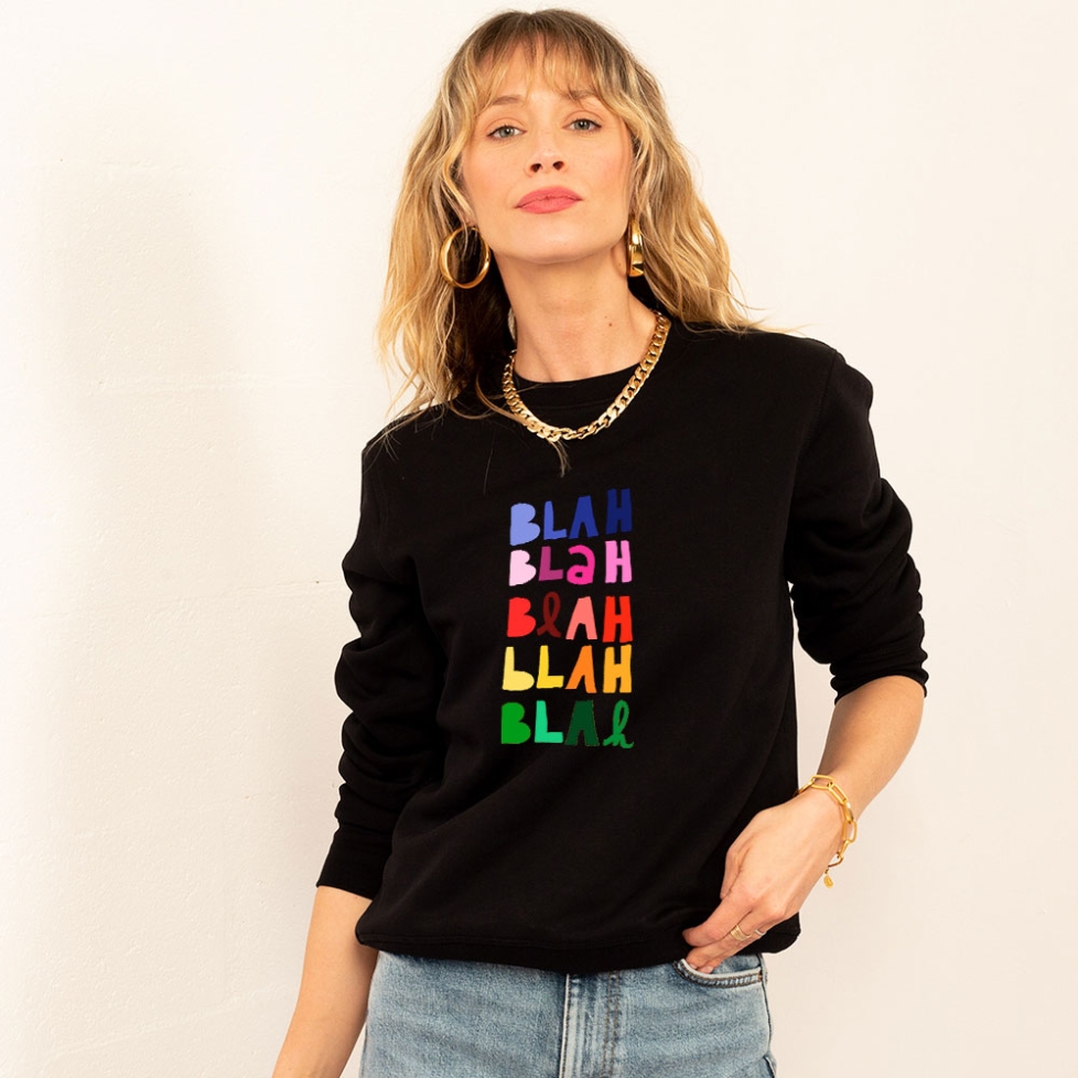 Sweat Noir Blah Blah Faubourg54 Femme