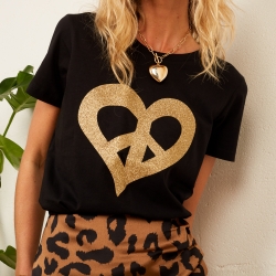 T-Shirt Noir Cuore della Pace