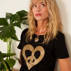 T-Shirt Noir Cuore della Pace