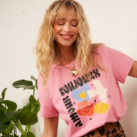 T-shirt Rose Amour Toujours by Maud Parys collection ARMÉE DE L'AMOUR