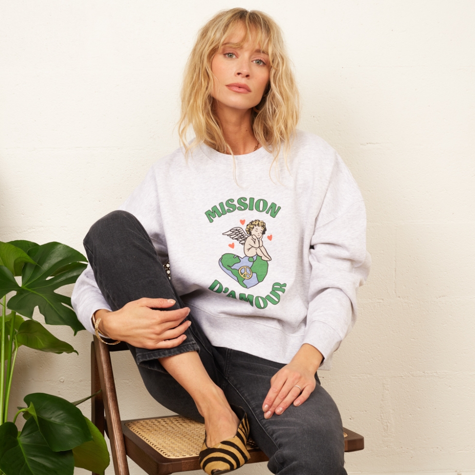 Sweat Boxy Gris Mission d'Amour by Maud Parys